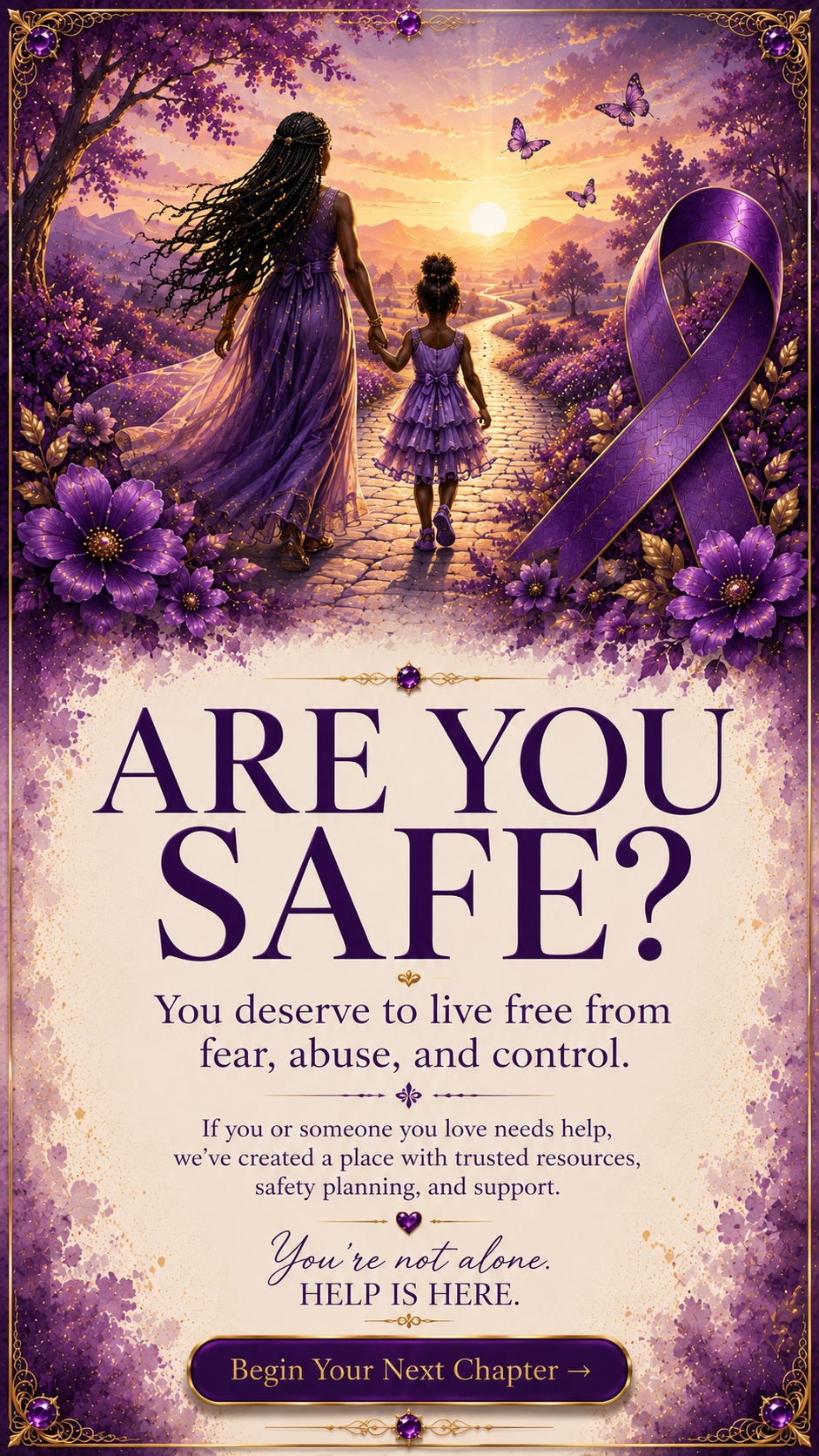 Are you safe support card encouraging visitors to check in with their safety and well-being====--