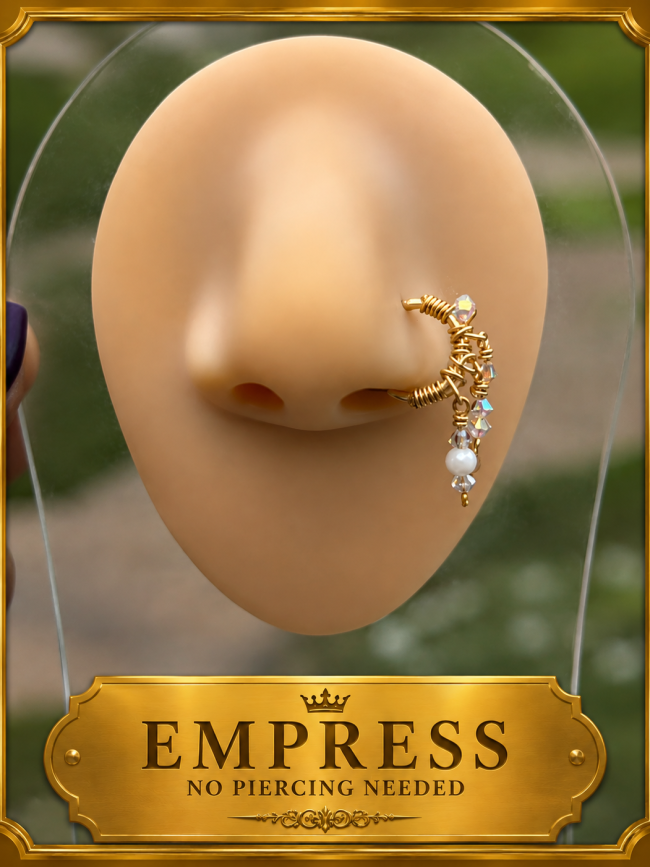 Empress Swarovski Crystal Nose Cuff – Handcrafted Non-Pierced Statement Jewelry