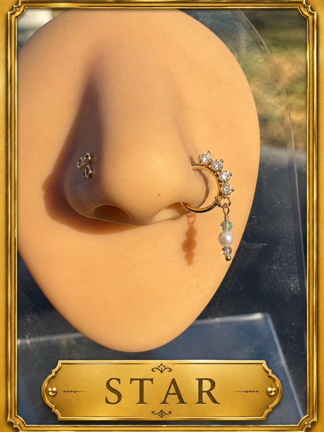 Star Crystal Nose Cuff – Handcrafted Non-Pierced Statement Jewelry